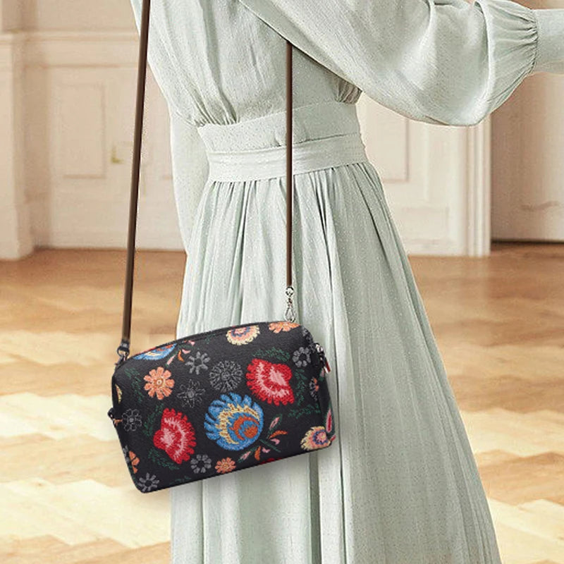 SAJA Tapestry Shoulder Bag Women's Bag Garden Flower Handbags Pouch Wallet Travel Bag For Women Female Tote Bag Mobile Phone Bag