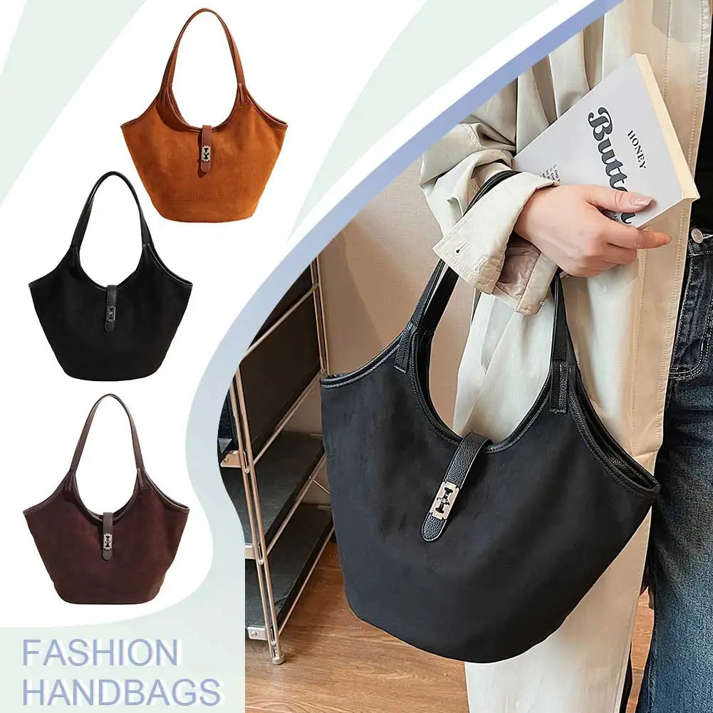 Retro Suede Hobo Handbag Fashion Top Handle Bag Designer Underarm Bag for Women Work Shopping Travel