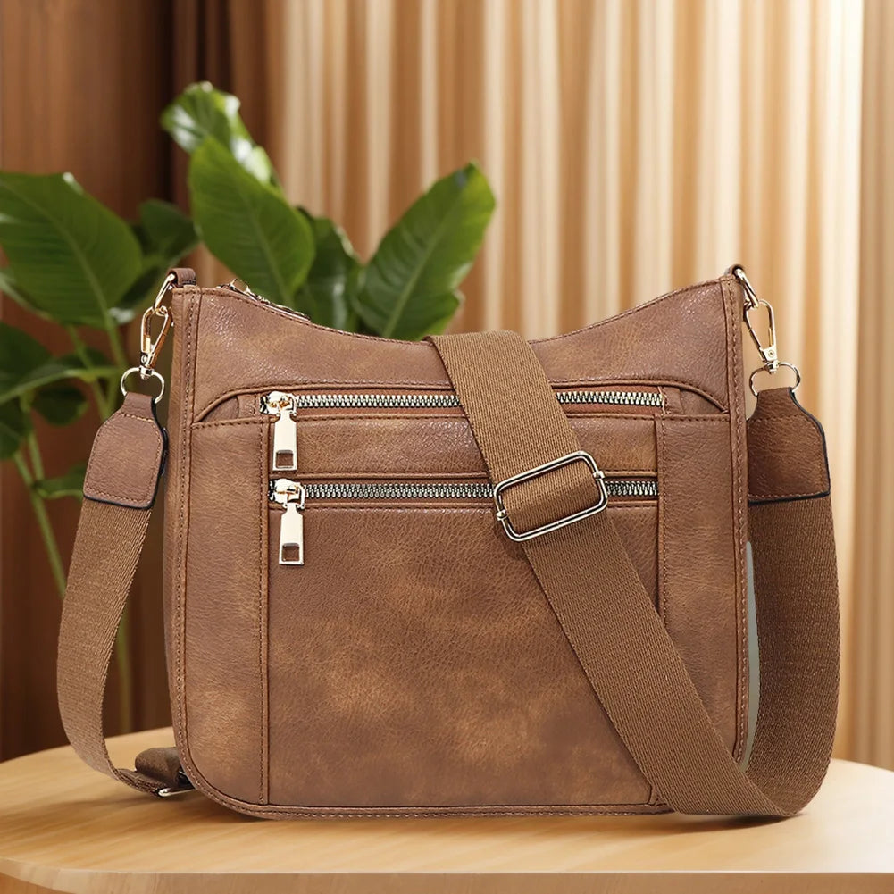 Women Leather Crescent Crossbody Bag Adjustable Strap Stylish Satchel Purse Cherckered Shoulder Bag for Commuting Daily Use
