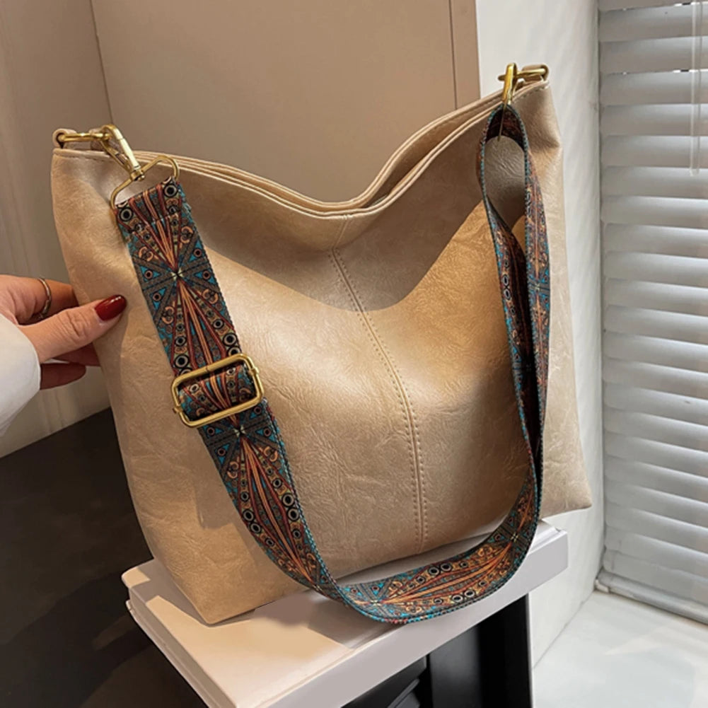Crossbody Handbags Large Capacity Retro Print Composite Shoulder Bag Waterproof PU Scratch Resistant Women Fashion Daily Leisure