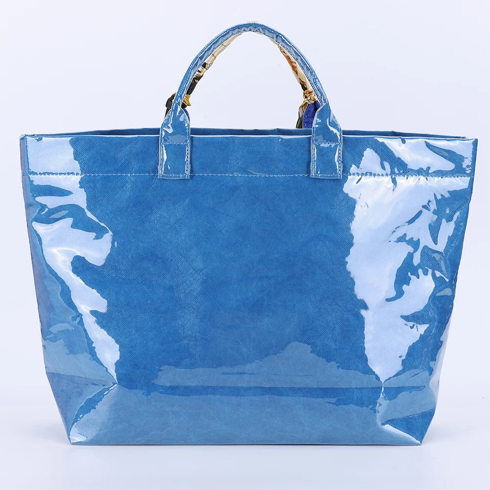 PVC Tote Bag Shoulder Bag Letters Print Clear Plastic Handbag Shopping Bag for Women Shopping Travel