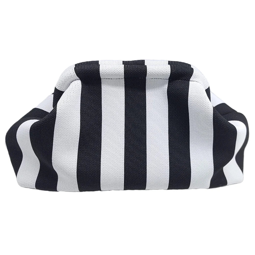 Summer Beach Clutch Bag for Women Elegant Striped Handbag Woven Crochet Purses Knitting Dumpling Clutch Casual Colorblock Bag