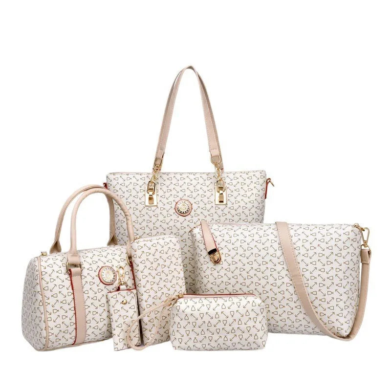 2025 New European & American Fashion 6-Piece Mother-Daughter Bag Set – Large-Capacity Tote, Shoulder & Crossbody Handbag
