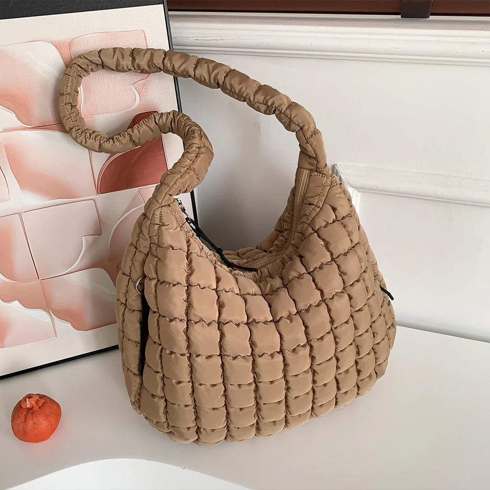 Women Stylish Commuting Bags Solid Color Quilted Bubbles Crossbody Bag Fashion Padded Sling Bag Puffer Shoulder Bags