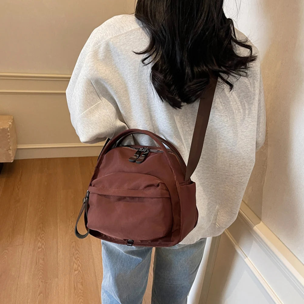 Women Simple Shoulder Bag Solid Color Casual Crossbody Bag Zipper Closure Versatile Shoulder Bag Travel Shopping Work Date Bag