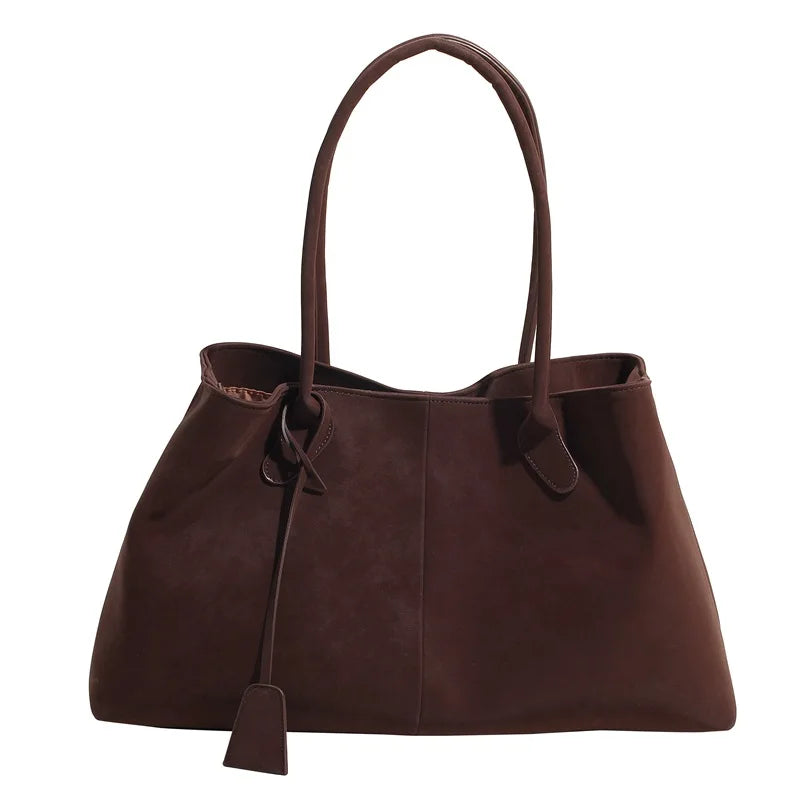Women's Suede Shoulder Bag Large Capacity Tote Bag Stylish Commuter Handbag