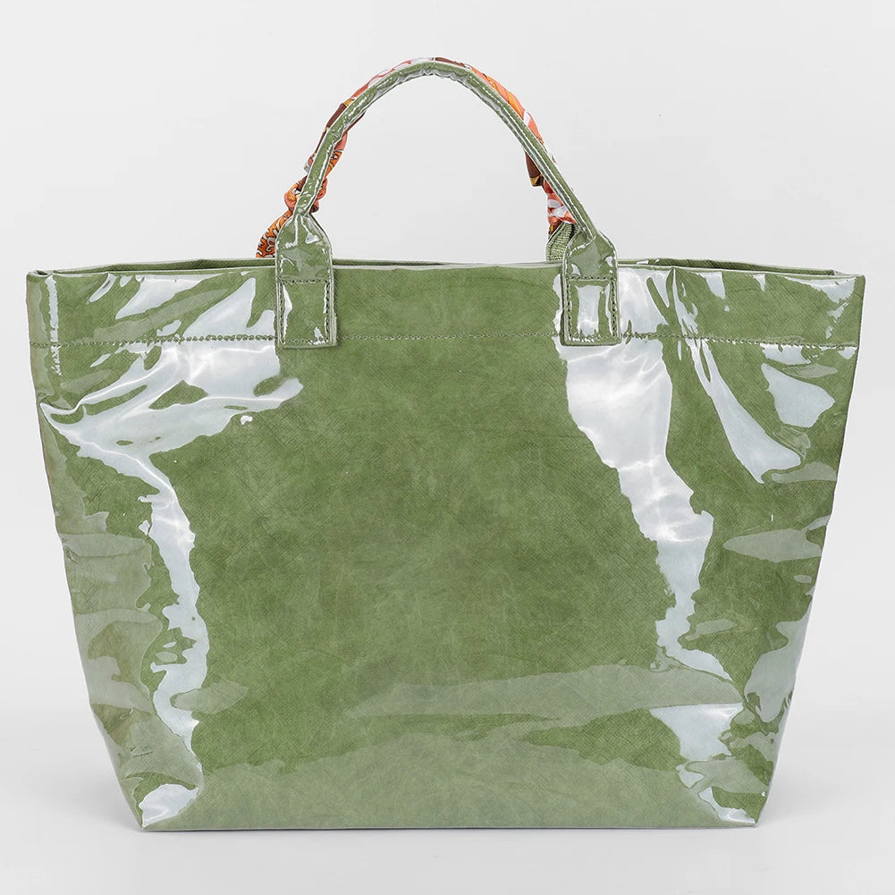 PVC Tote Bag Shoulder Bag Letters Print Clear Plastic Handbag Shopping Bag for Women Shopping Travel