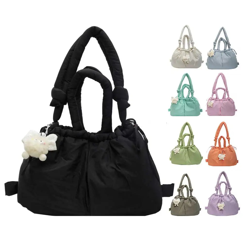 Puffer Tote Bag Lightweight Shoulder Bag Trendy Puffy Handbag Large Capacity Hobo Bag for Women Work Shopping Travel