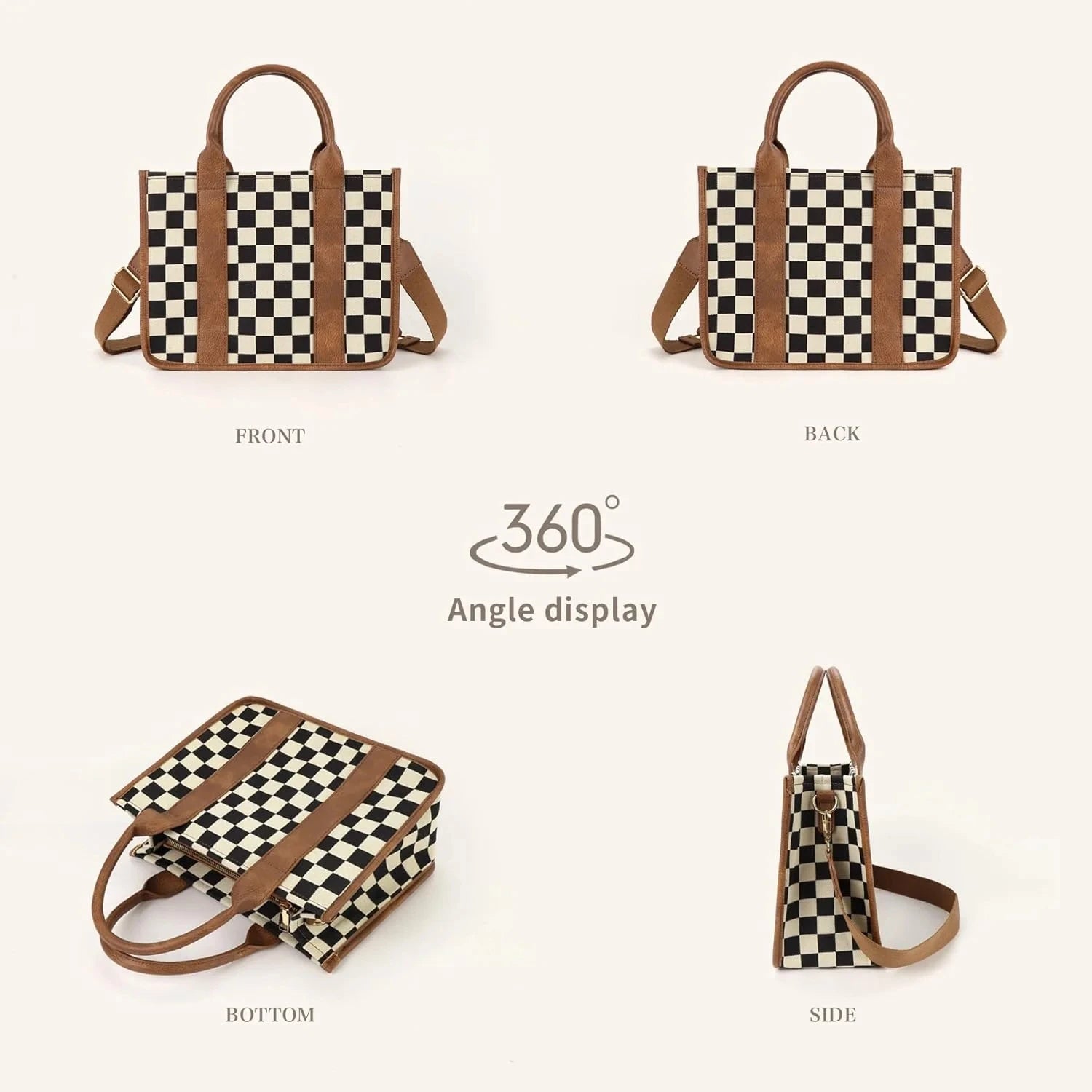 Small Tote Bag for Women Canvas Handbags Satchel Bags for Women Mini Work Travel Hangbag Brown Crossbody Bags