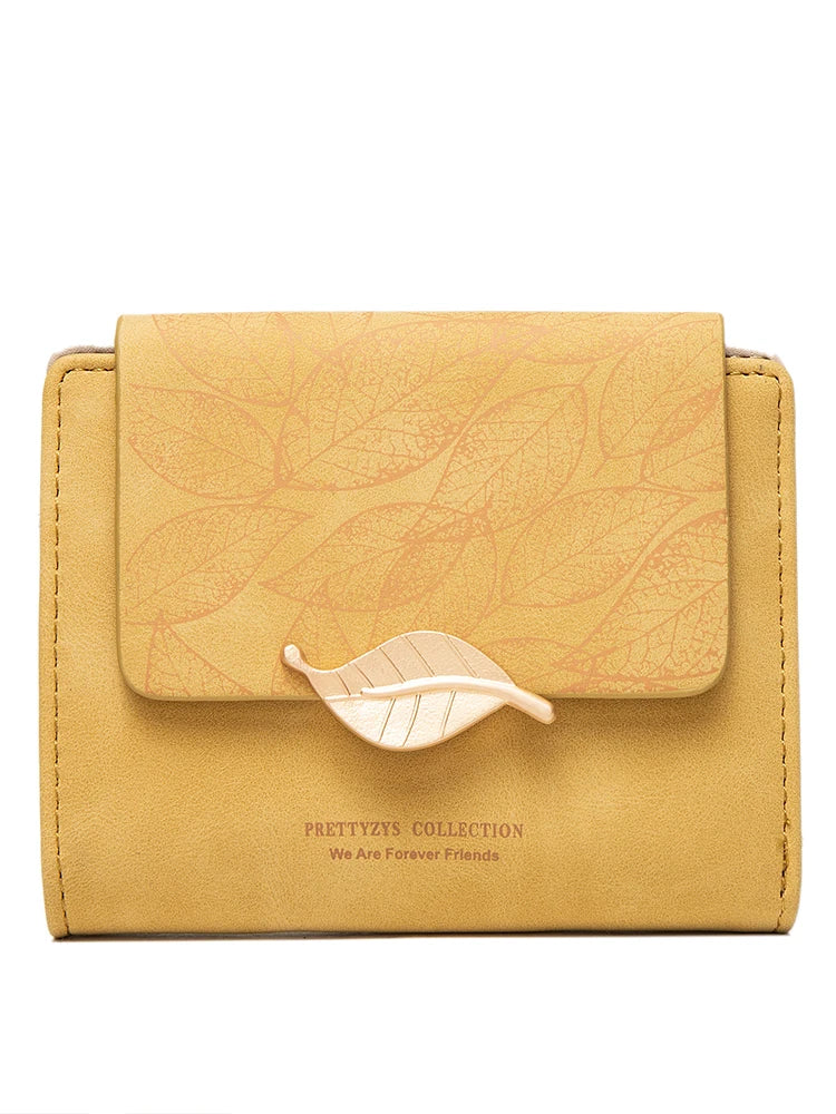 2023 new niche design simple retro frosted leaf women's purse fashion coin purse zipper folding student wall