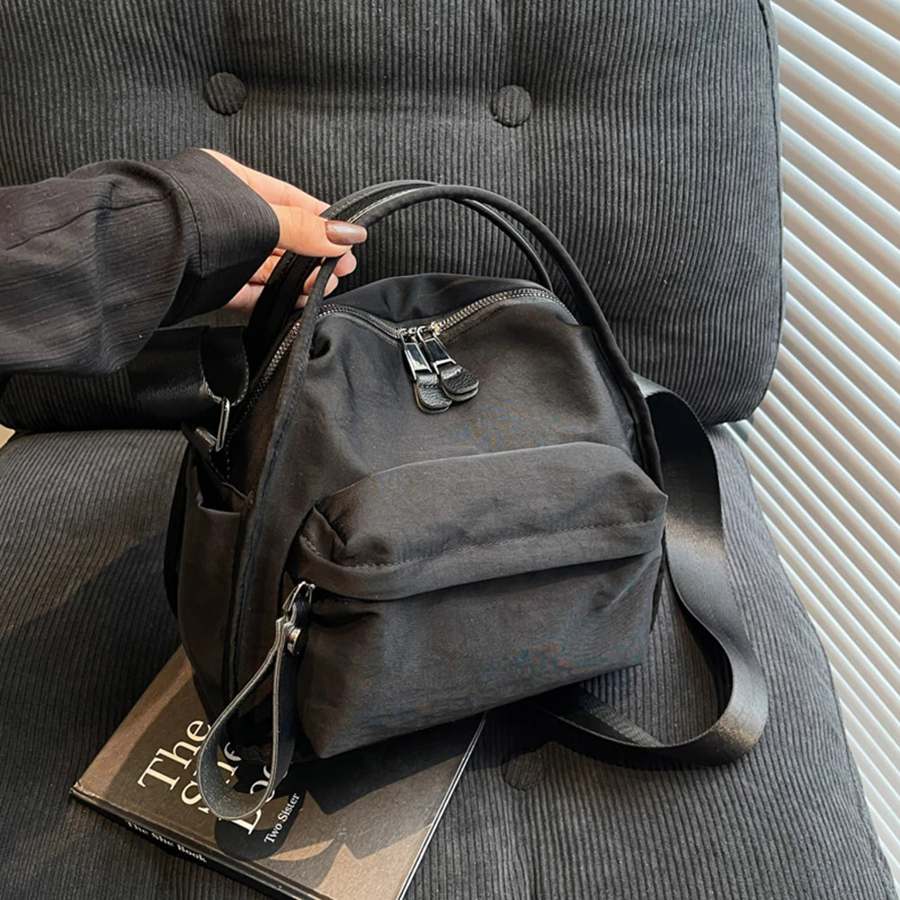 Women Simple Shoulder Bag Solid Color Casual Crossbody Bag Zipper Closure Versatile Shoulder Bag Travel Shopping Work Date Bag