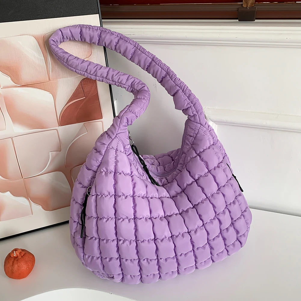 Women Stylish Commuting Bags Solid Color Quilted Bubbles Crossbody Bag Fashion Padded Sling Bag Puffer Shoulder Bags