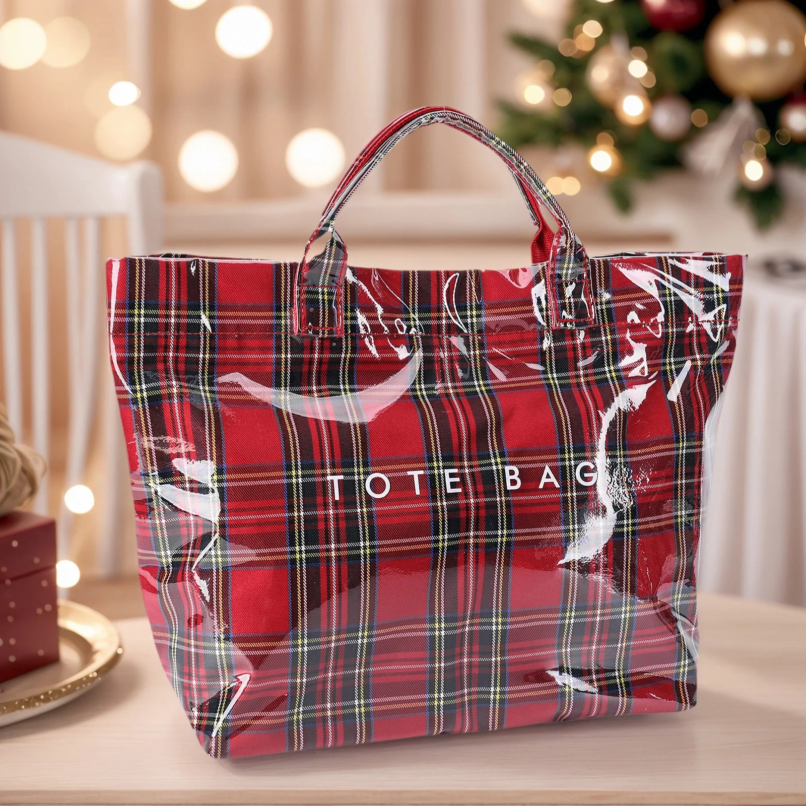 PVC Tote Bag Large Reusable Grocery Bag Waterproof Grocery Shopping Shopper Handbag for Work Shopping Beach Bag